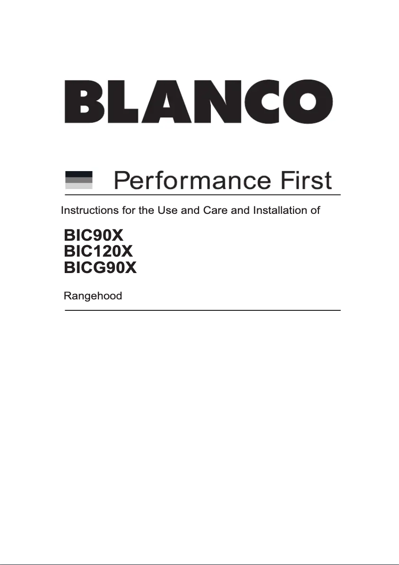 Page n°1 - Guide d'installation BLANCO BIC120X