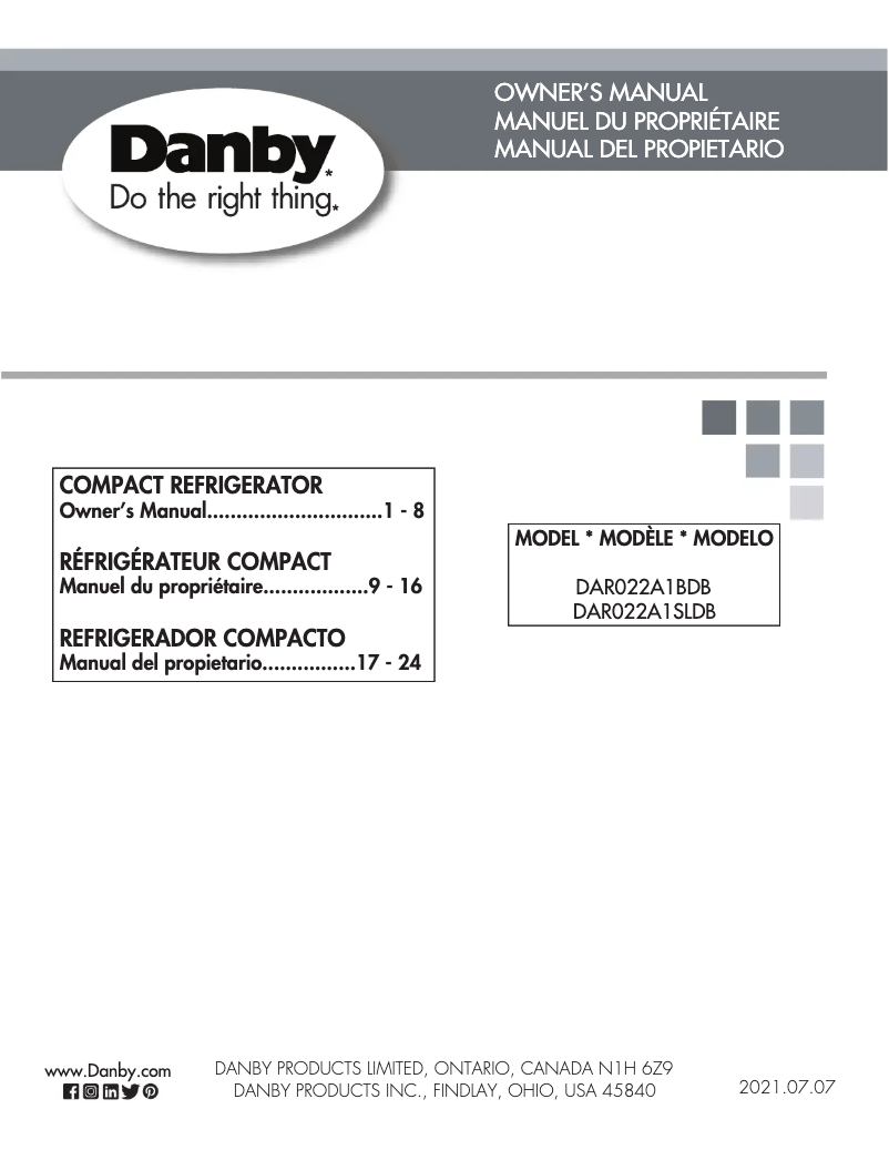 Página 1 del manual Manual de usuario Danby DAR022A1BDB