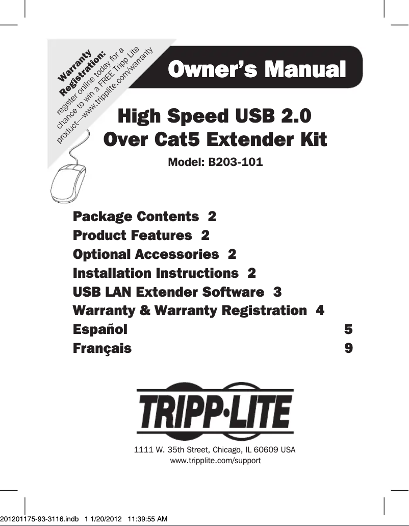 Page 1 de la notice Manuel utilisateur Tripp Lite B203-101