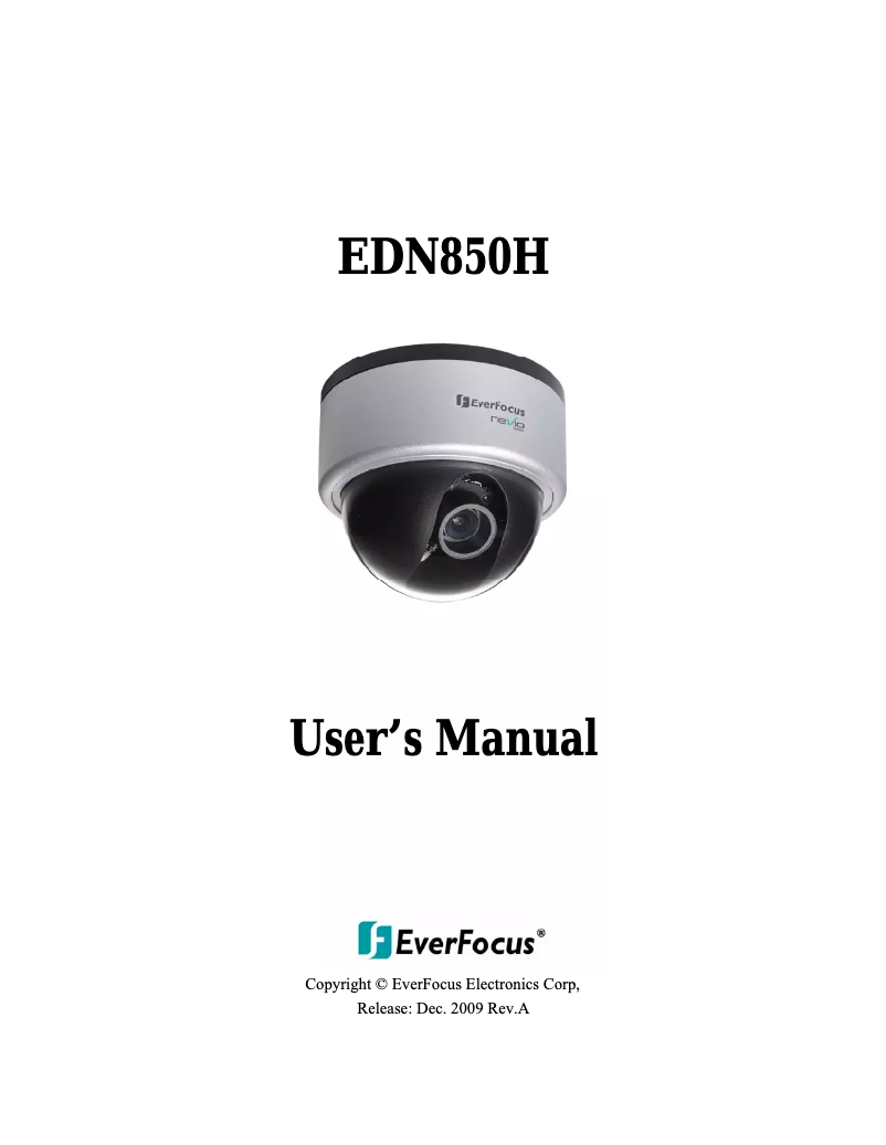 Page n°1 - Manuel utilisateur EverFocus EDN850H