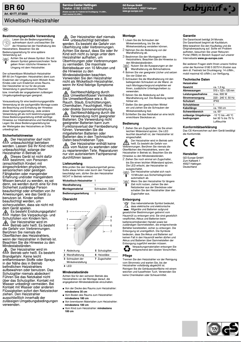 Page n°1 - Manuel utilisateur Hartig & Helling BR 60