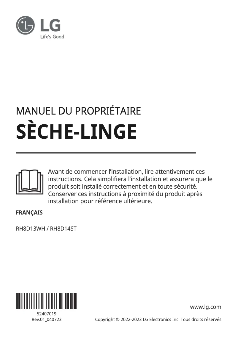 Image de la première page du manuel de l'appareil RH8D14ST