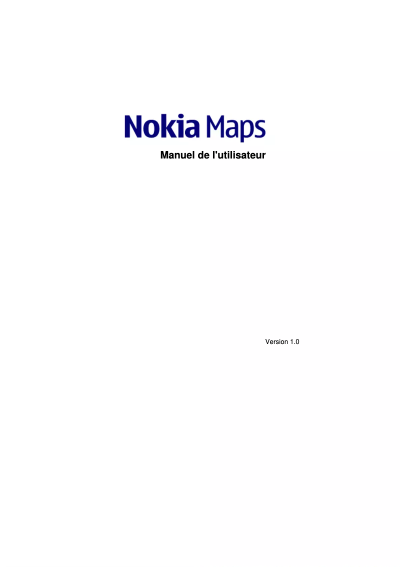 Page n°1 - Manuel utilisateur Nokia Maps