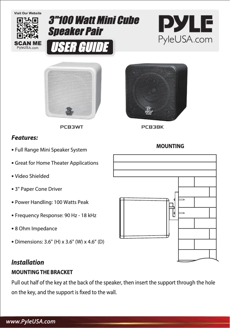 Page n°1 - Manuel utilisateur Pyle PCB3BK