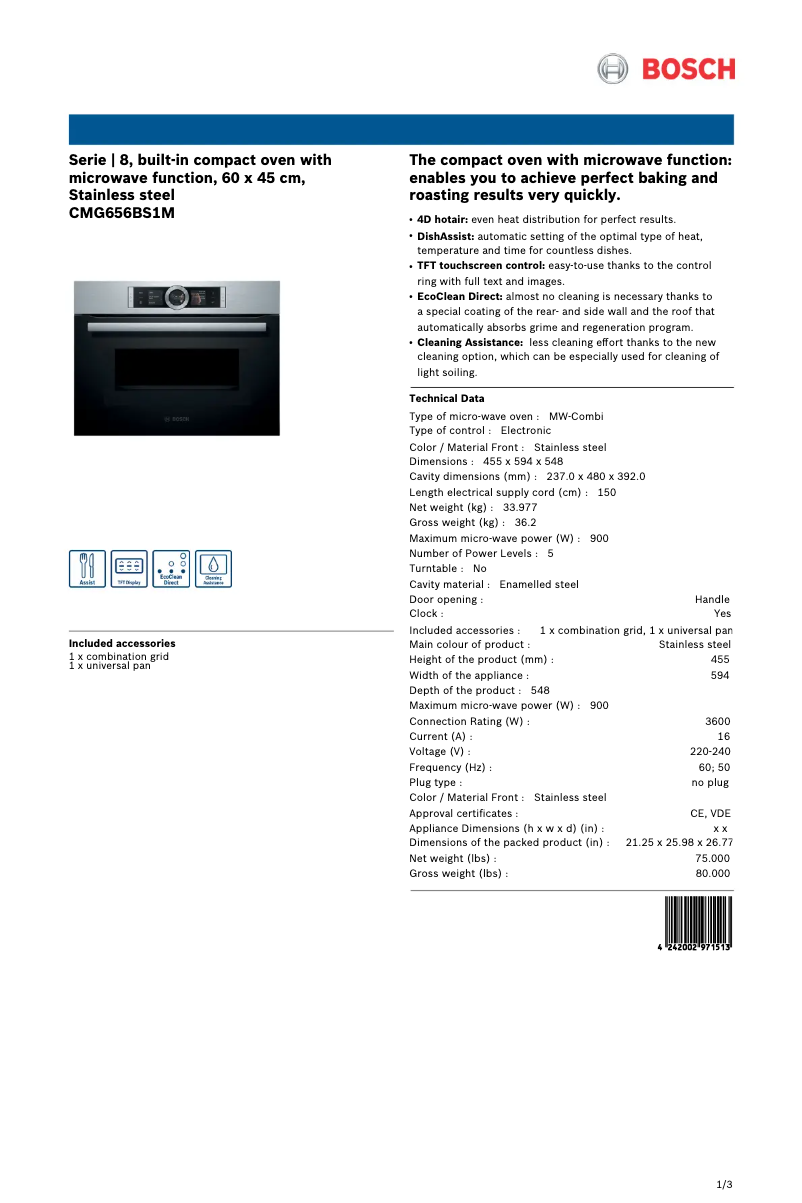 Page 1 de la notice Manuel utilisateur Bosch CMG656BS1M