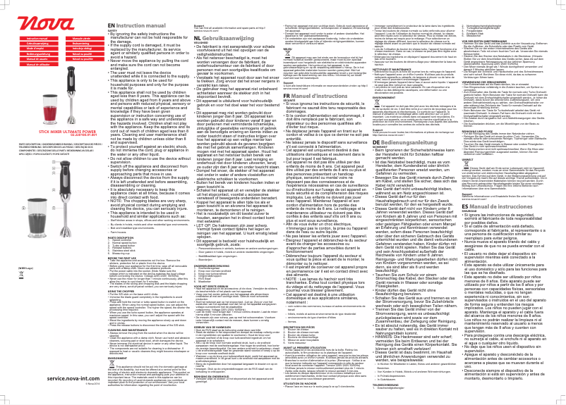 Page n°1 - Manuel utilisateur Nova Stick Mixer Ultimate Power 220100