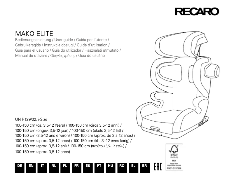 Página 1 del manual Manual de usuario Recaro Mako Elite