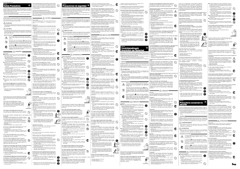 Page 1 de la notice Instructions de sécurité Casio Celviano AP-500