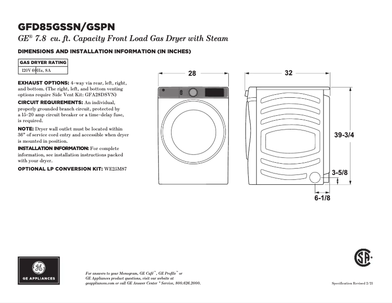 Image de la première page du manuel de l'appareil GFD85GSSNWW