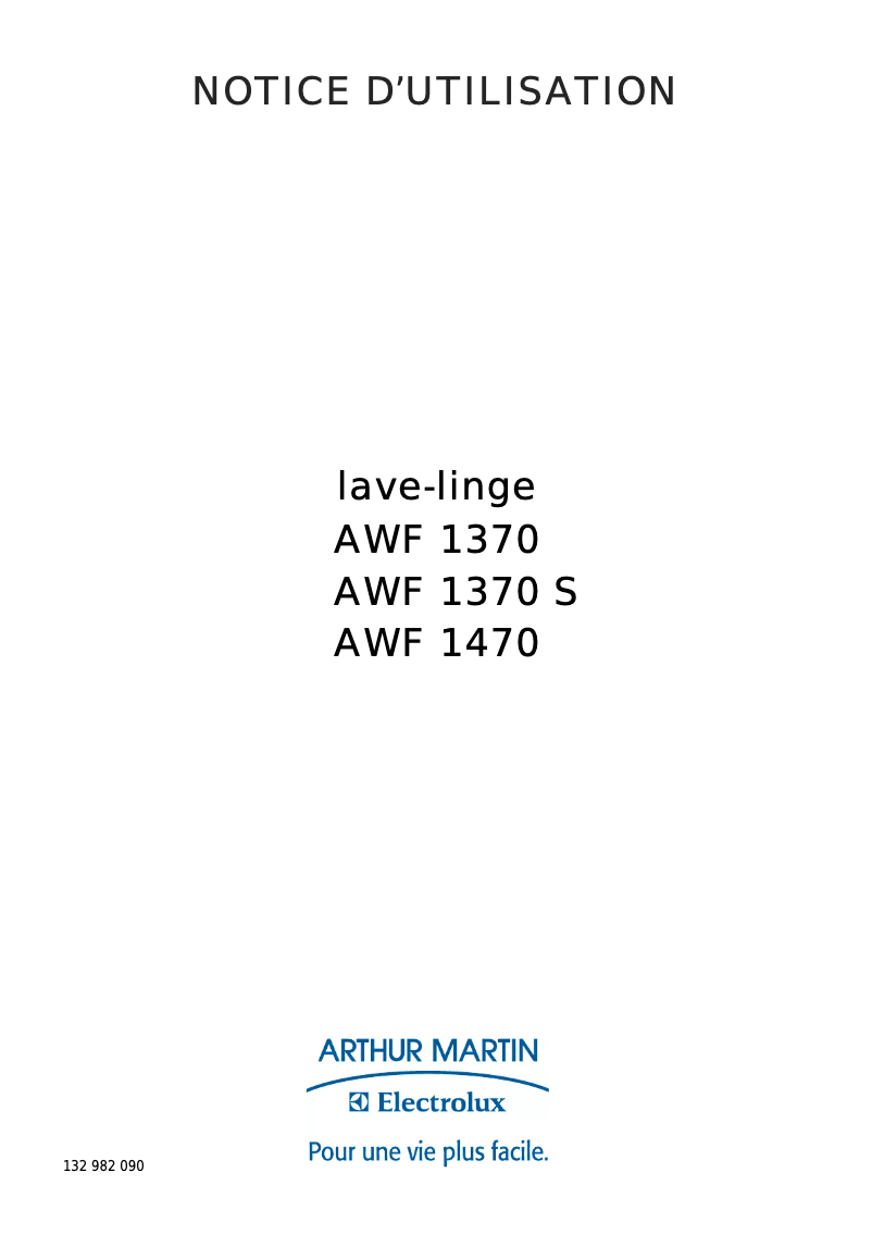 Page 1 of the manual User Manual Arthur Martin-Electrolux AWF 1470