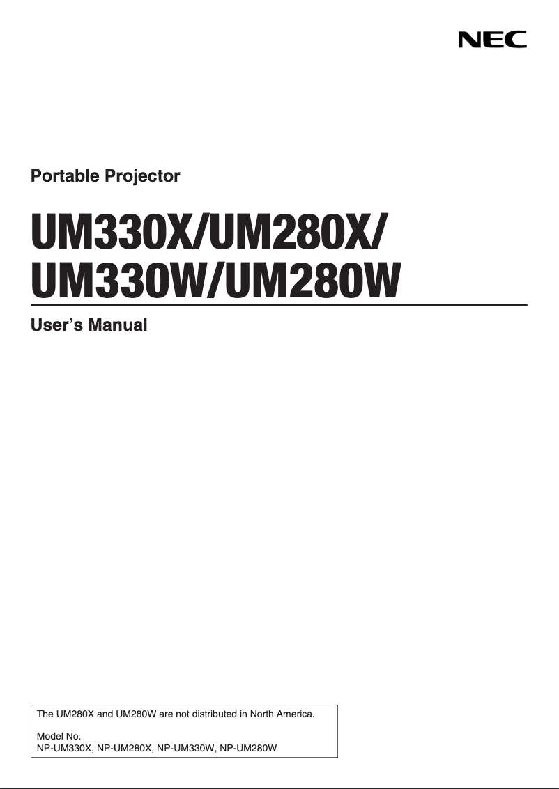 Image de la première page du manuel de l'appareil NP-UM330W