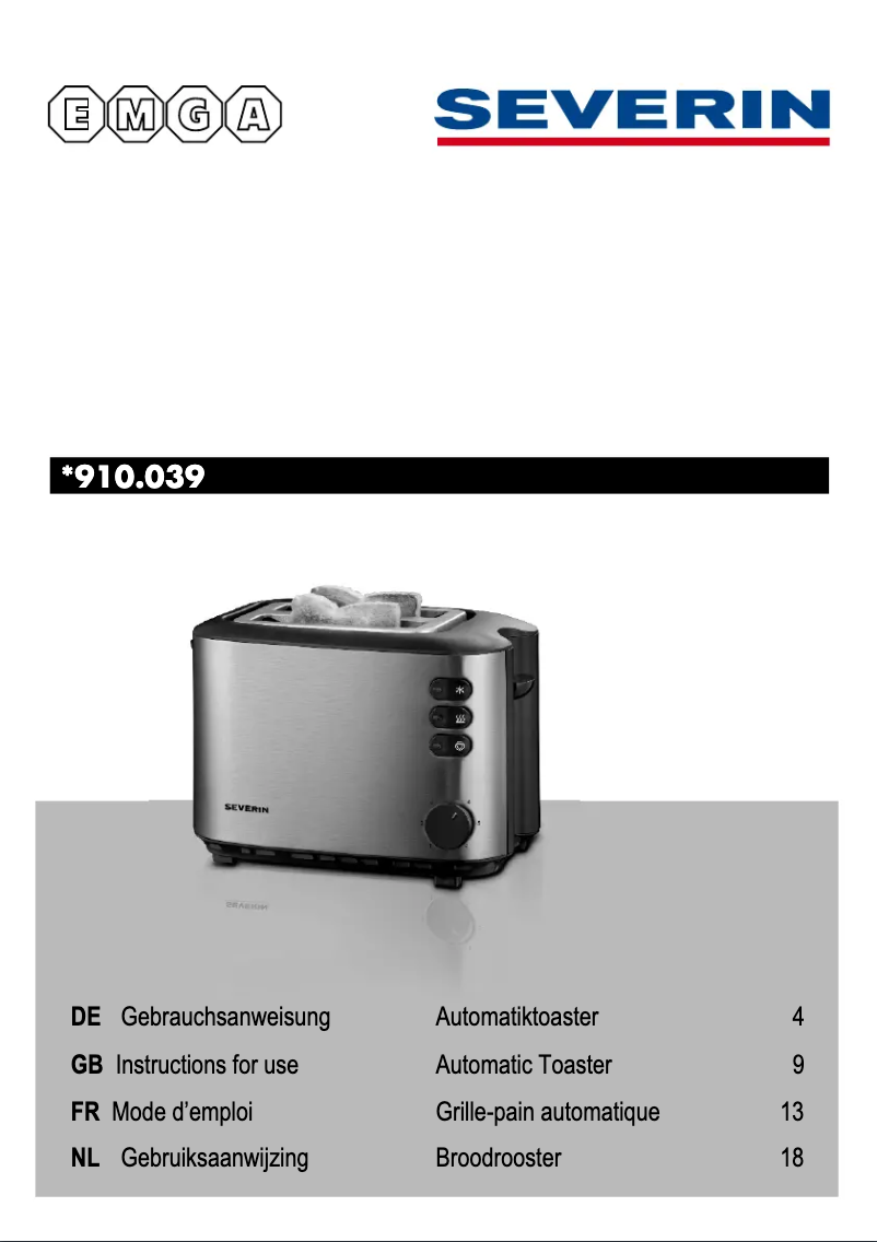 Page n°1 - Manuel utilisateur Severin 910039