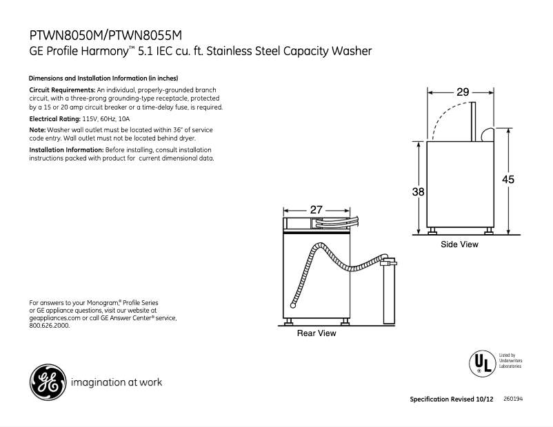 Image de la première page du manuel de l'appareil Profile Harmony PTWN8055MMS