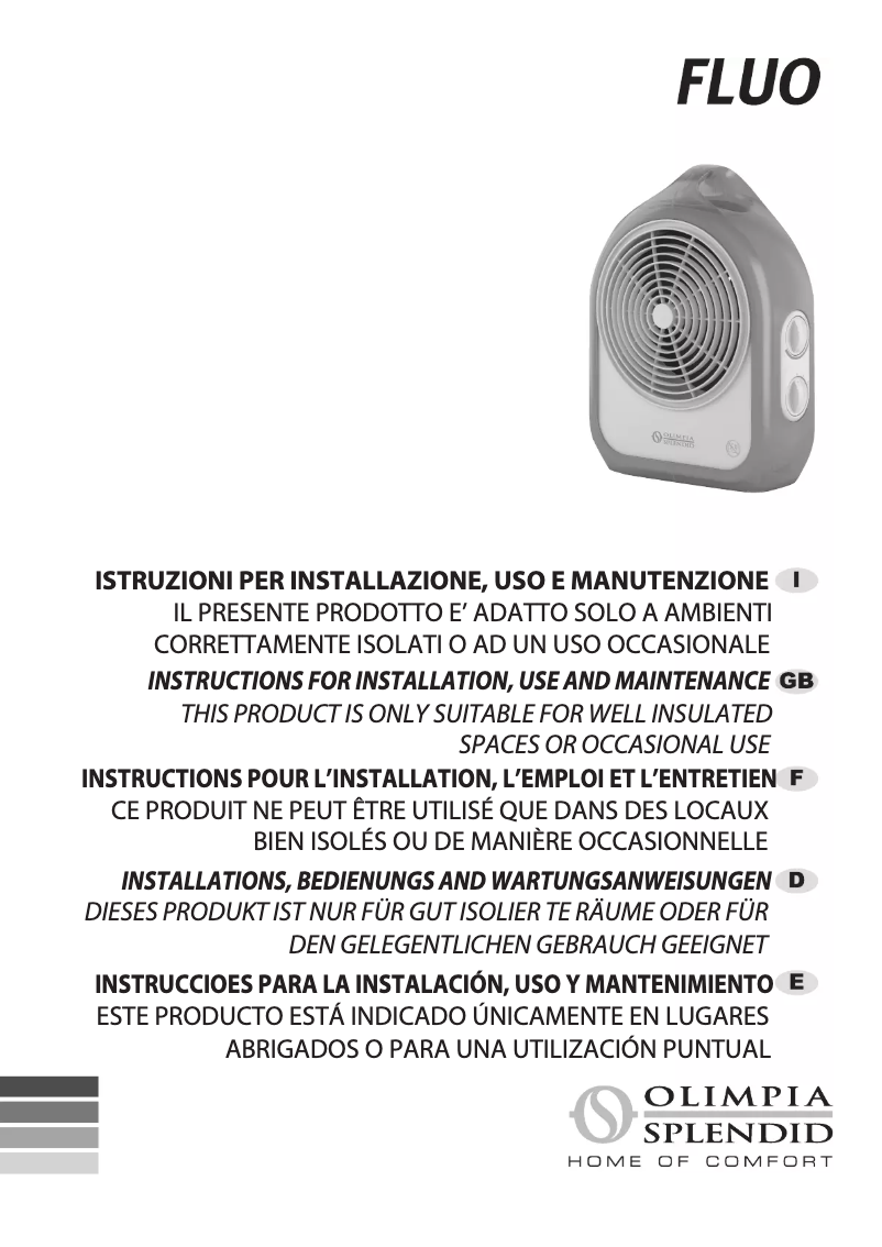 Página 1 del manual Manual de usuario Olimpia Splendid Fluo