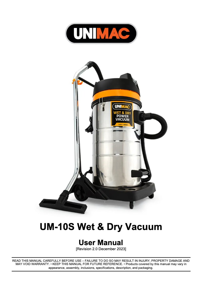 Image de la première page du manuel de l'appareil UM-10S