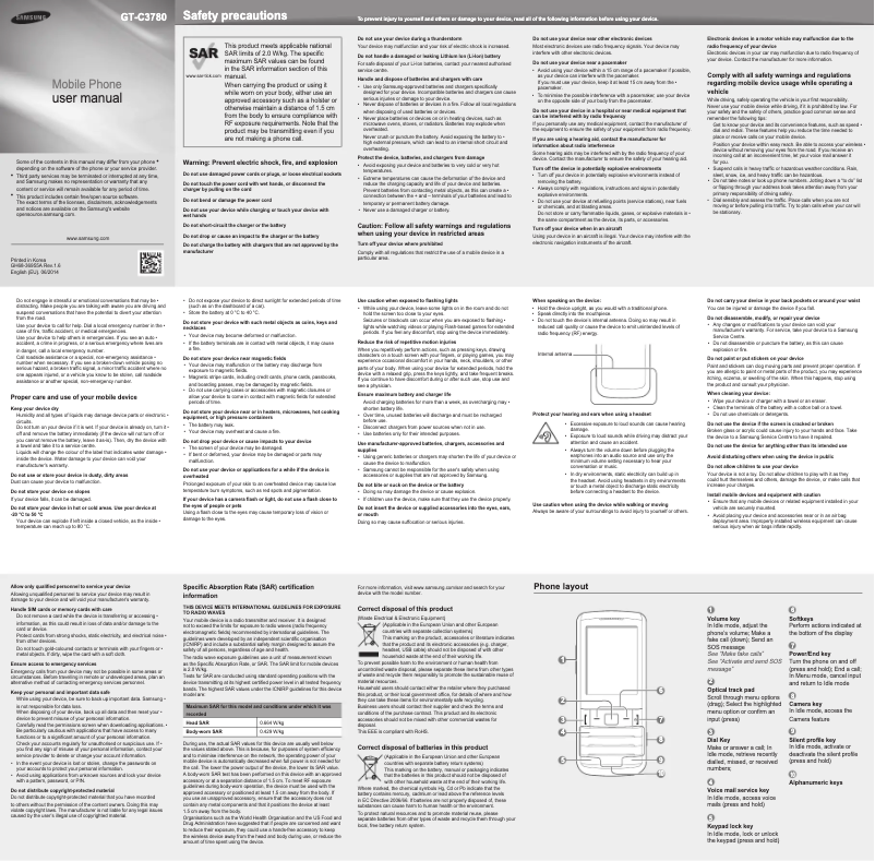 Image de la première page du manuel de l'appareil C3780