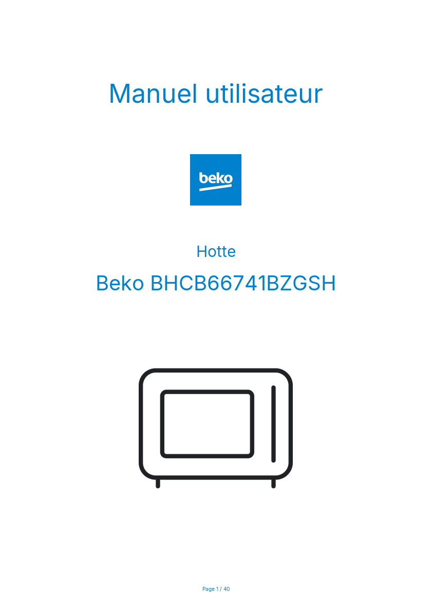 Page n°1 - Manuel utilisateur Beko BHCB66741BZGSH