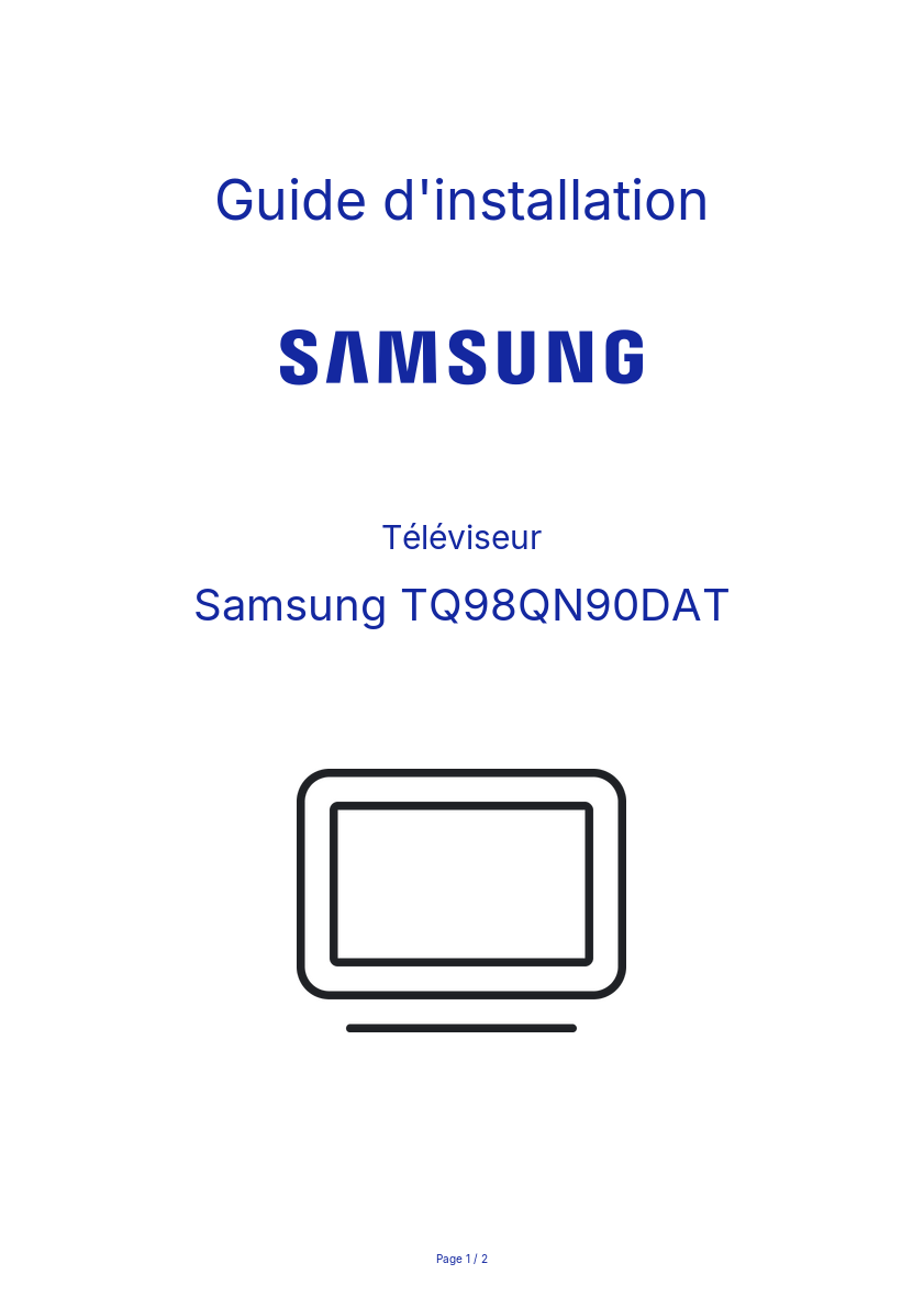 Page n°1 - Guide d'installation Samsung TQ98QN90DAT