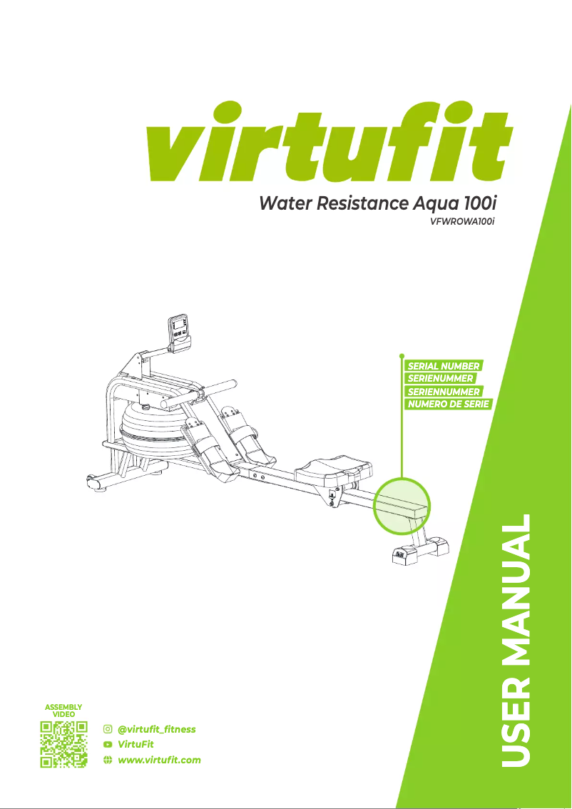 Page 1 de la notice Manuel utilisateur VirtuFit Water Resistance Aqua 100i