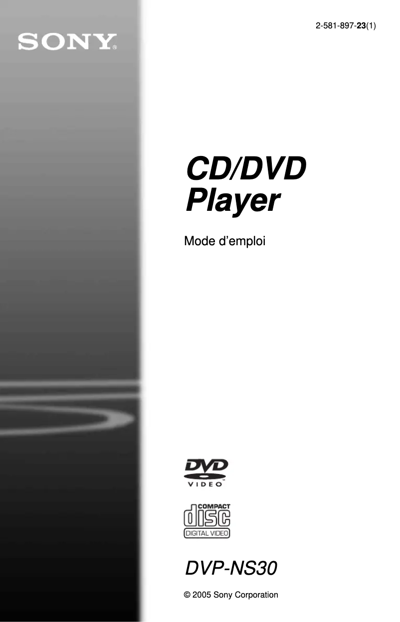 Page n°1 - Manuel utilisateur Sony DVP-NS30