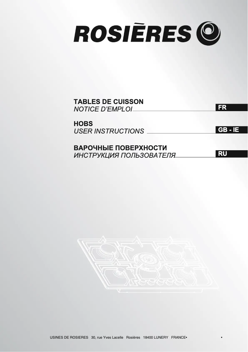 Page n°1 - Manuel utilisateur Rosieres RDG 74 SQF IN