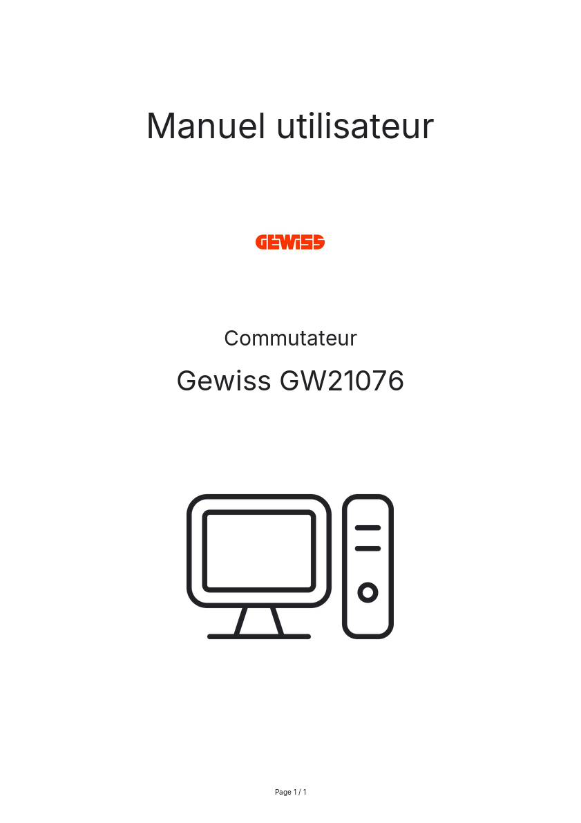 Image de la première page du manuel de l'appareil GW21076