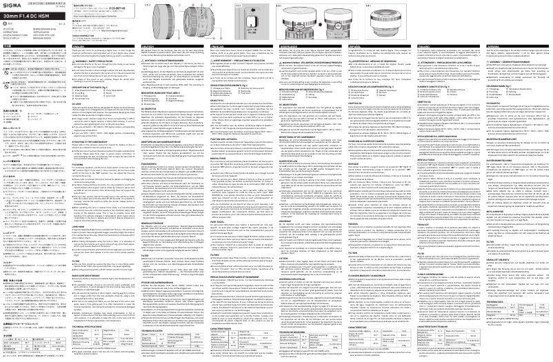 Page 1 de la notice Manuel utilisateur Sigma Art 30mm F1.4 DC HSM
