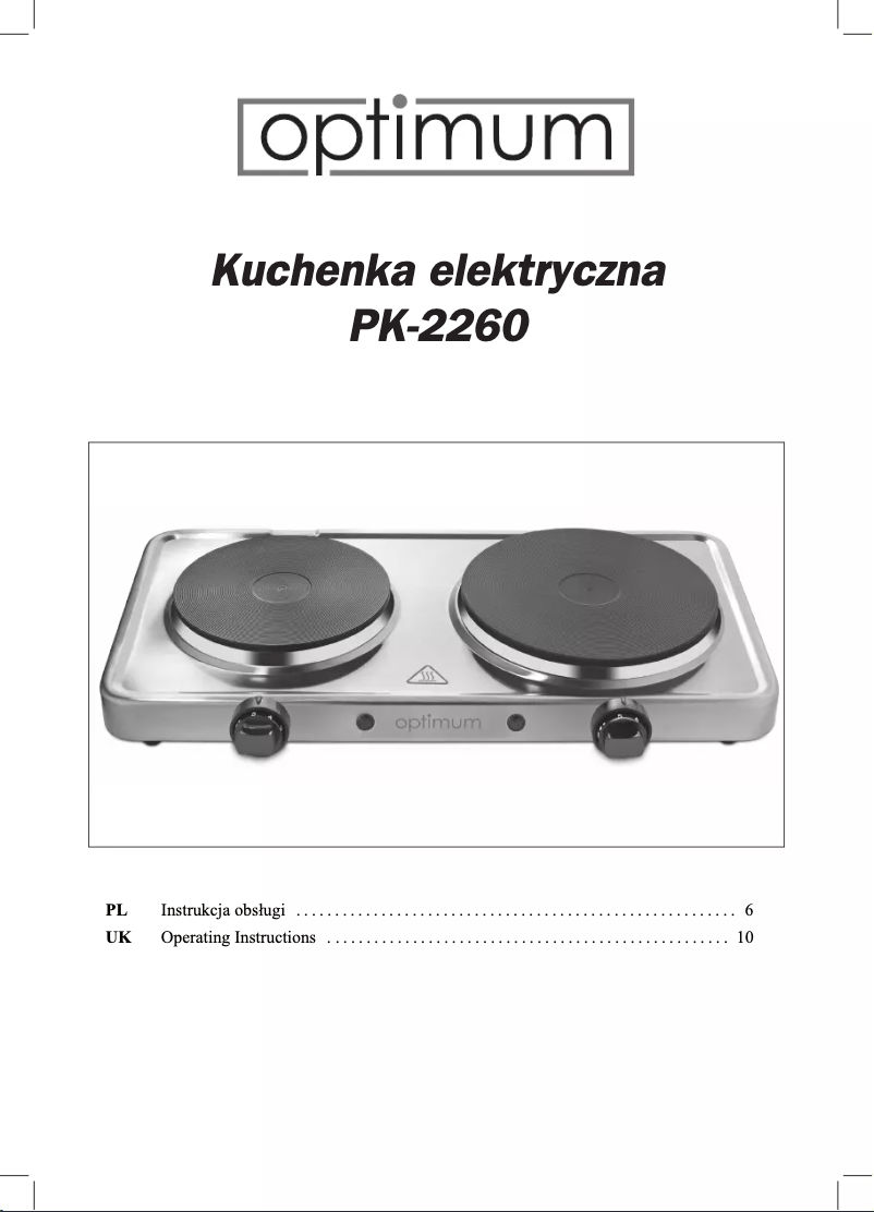 Page 1 de la notice Manuel utilisateur Optimum PK-2260