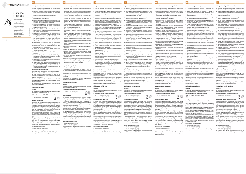 Page n°1 - Instructions de sécurité Neumann BCM 705