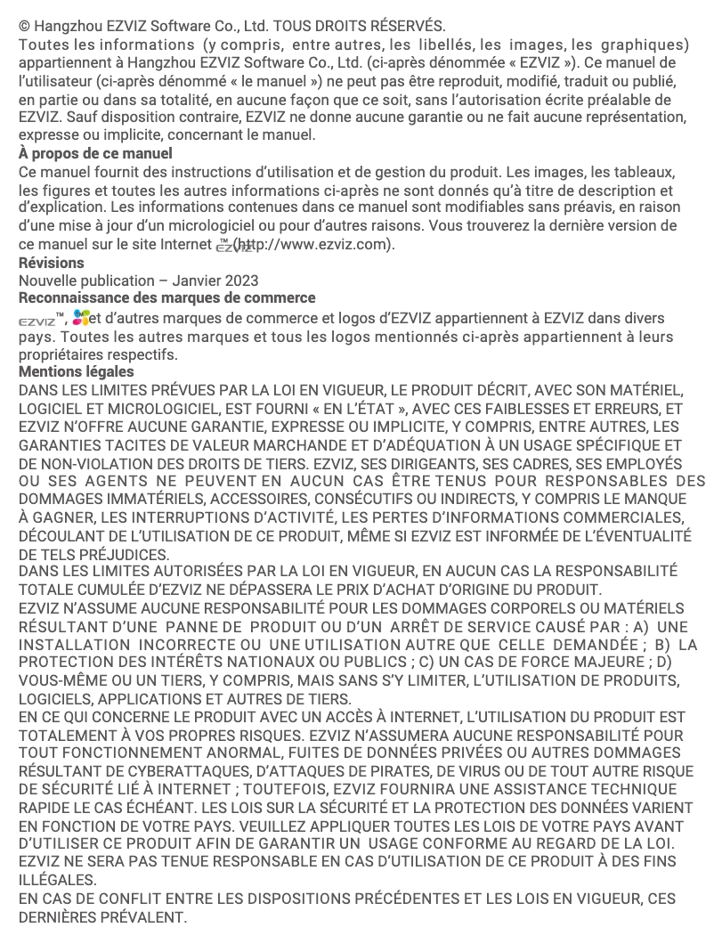 Page 1 de la notice Manuel utilisateur EZVIZ T55