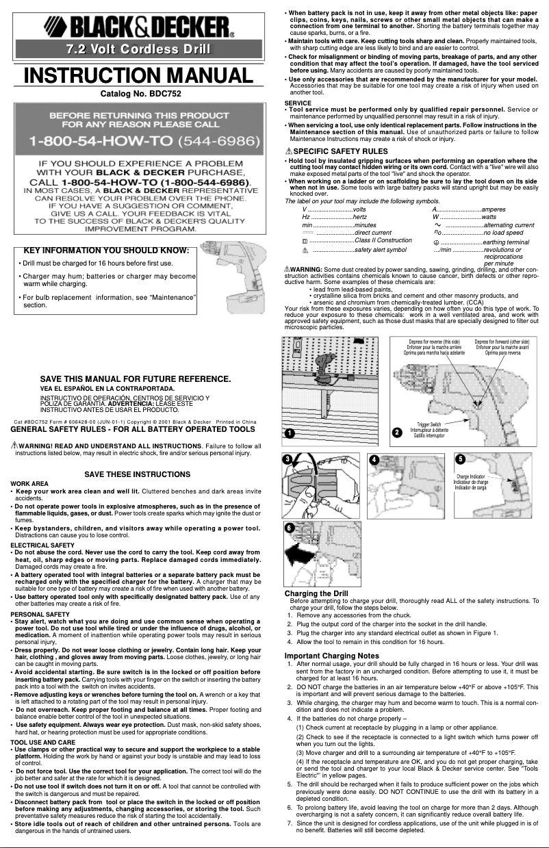 Page 1 de la notice Manuel utilisateur Black & Decker BDC752
