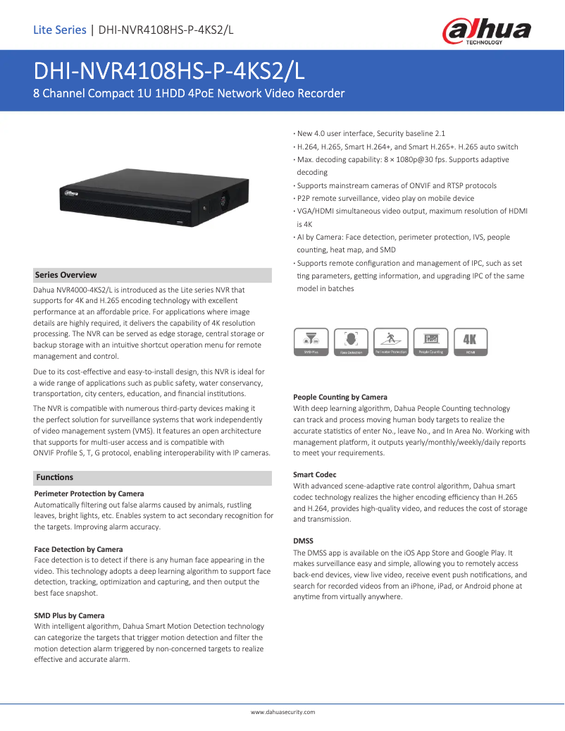 Image de la première page du manuel de l'appareil NVR4108HS-P-4KS2/L