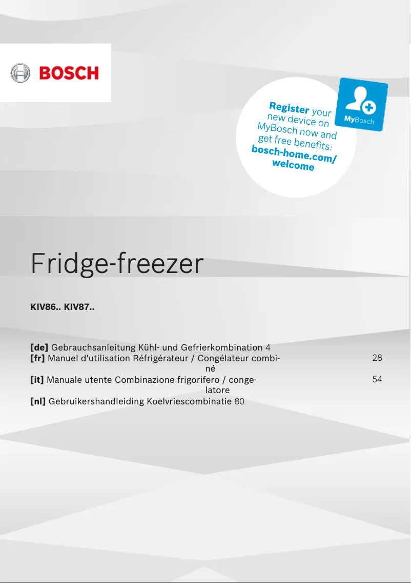 Page n°1 - Manuel utilisateur Bosch KIV86SFF1