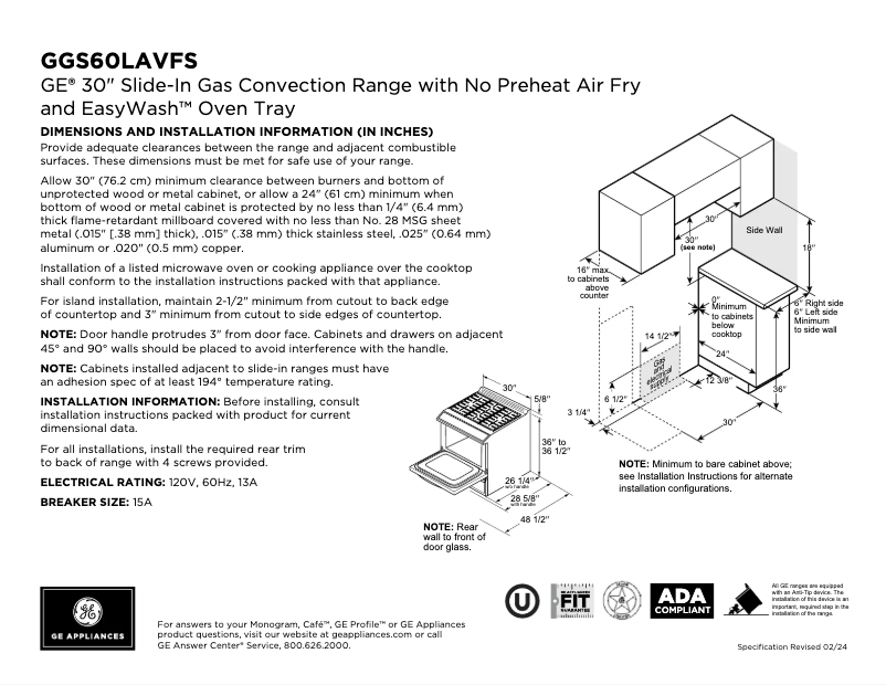 First page image of the manual for GGS60LAVFS