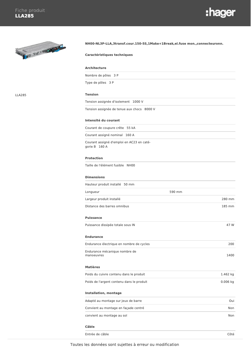 Image de la première page du manuel de l'appareil LLA285