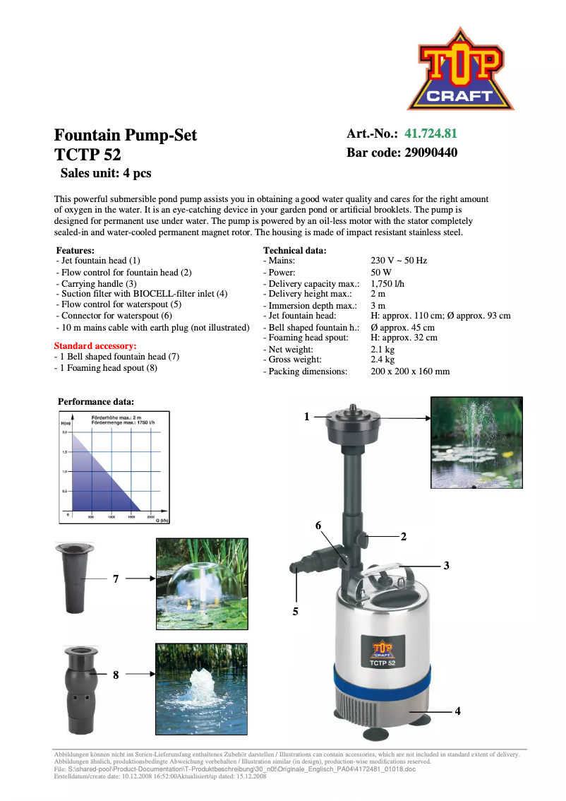 Imagen de la primera página del manual del dispositivo TCTP 52