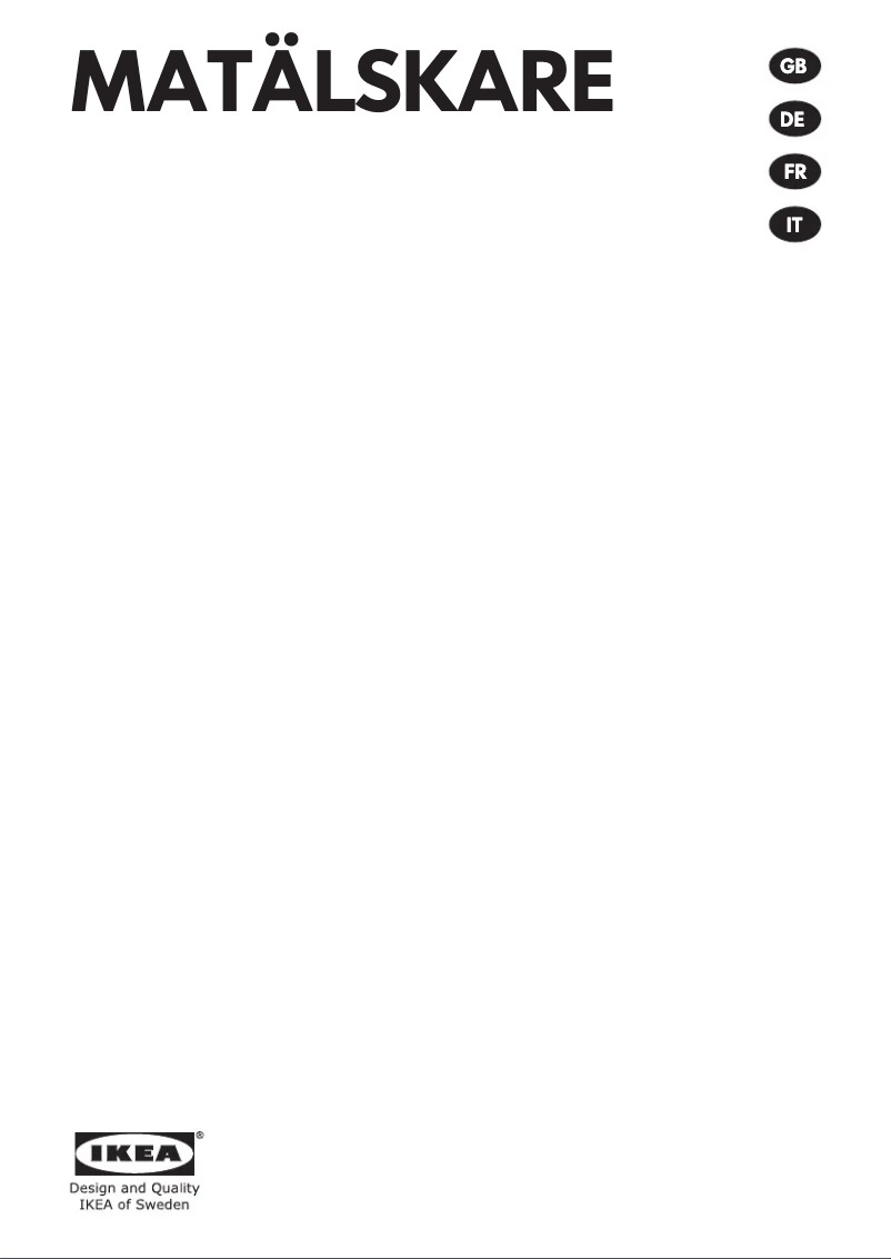 Page 1 de la notice Manuel utilisateur Ikea MATÄLSKARE 103.889.77