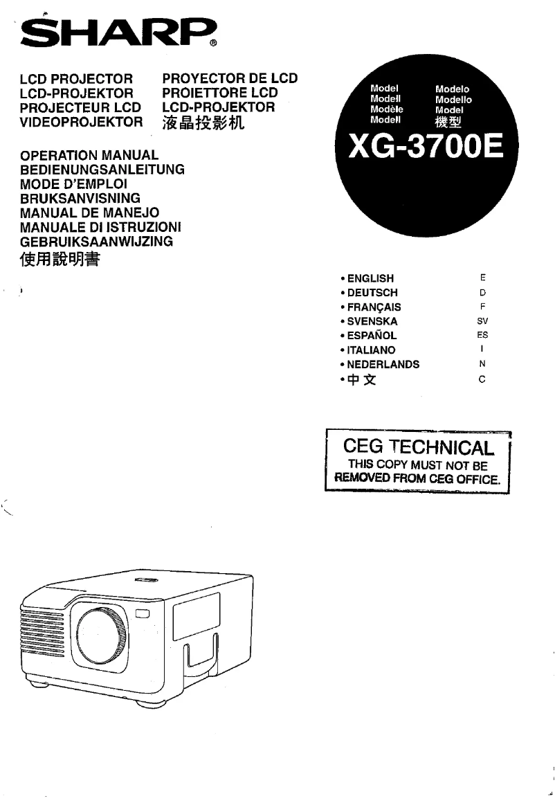 Page 1 de la notice Manuel utilisateur Sharp XG-3700E