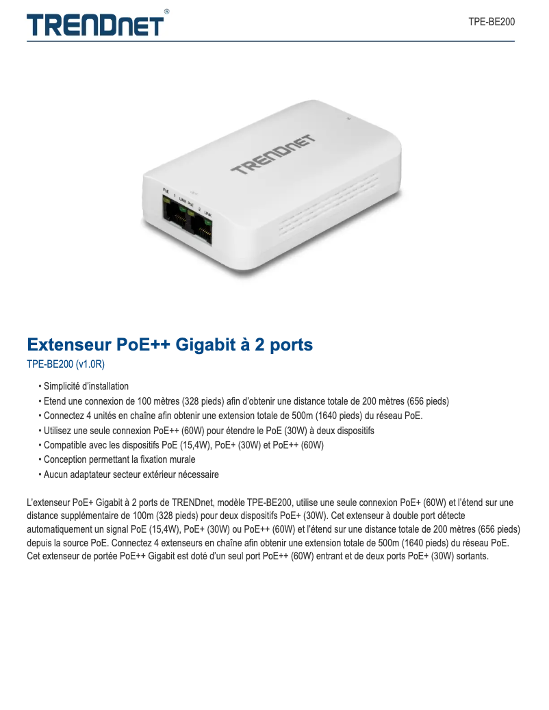 Page n°1 - Fiche technique TRENDnet TPE-BE200