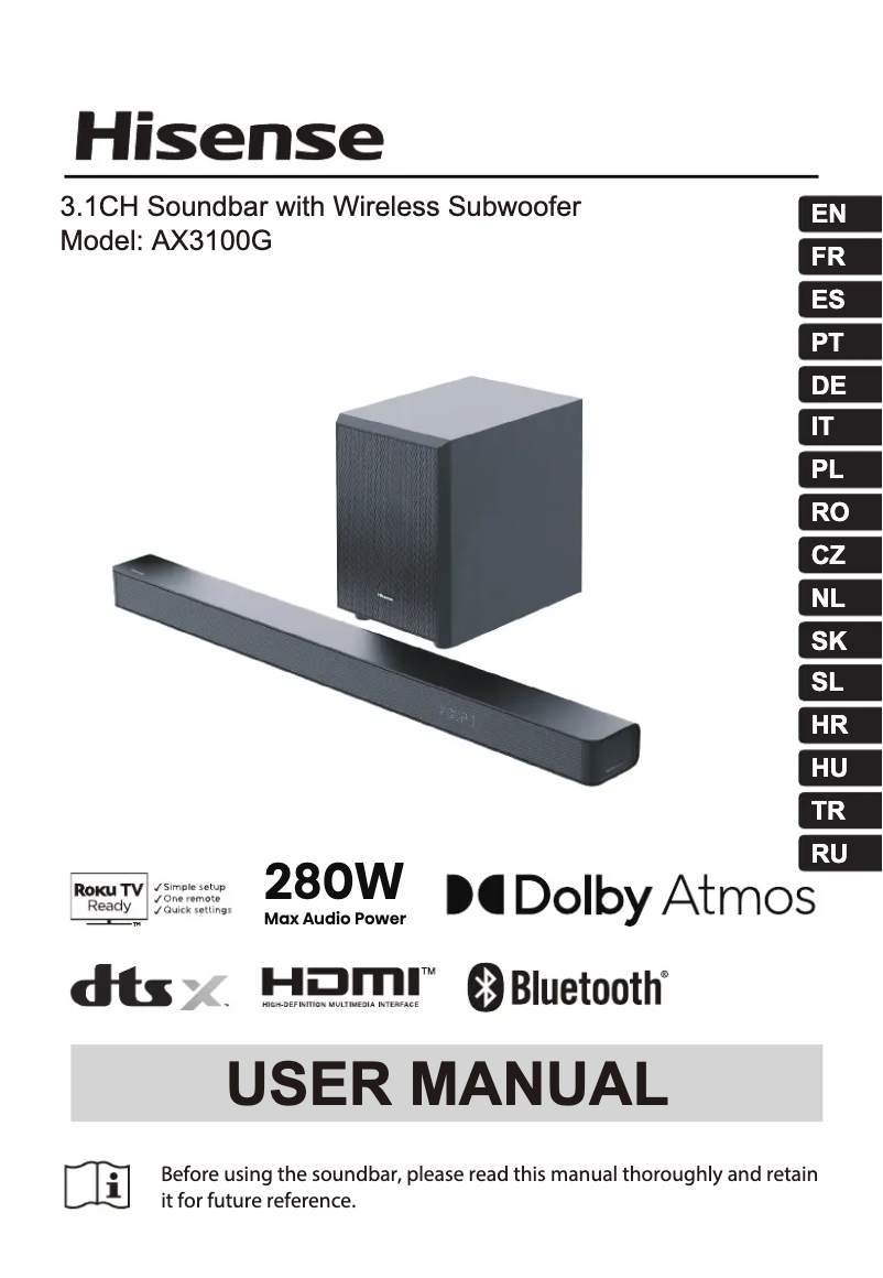 Page 1 de la notice Manuel utilisateur Hisense AX3100G