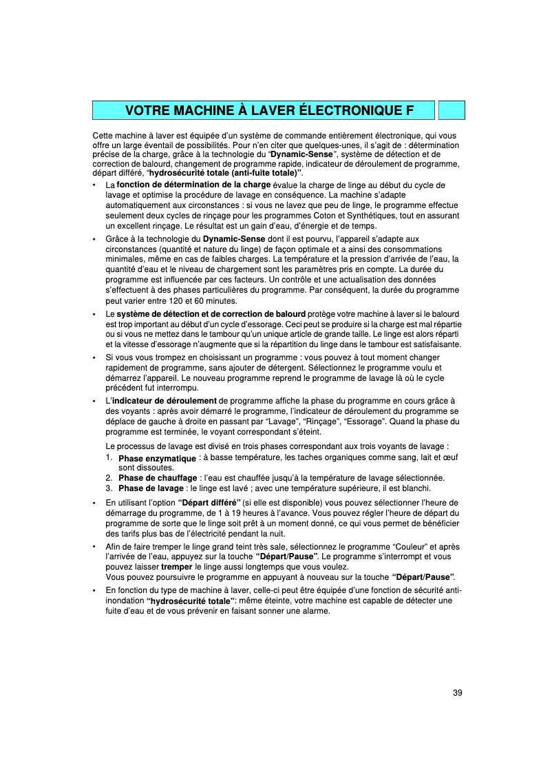 Page 1 de la notice Manuel utilisateur Bauknecht WA 8955