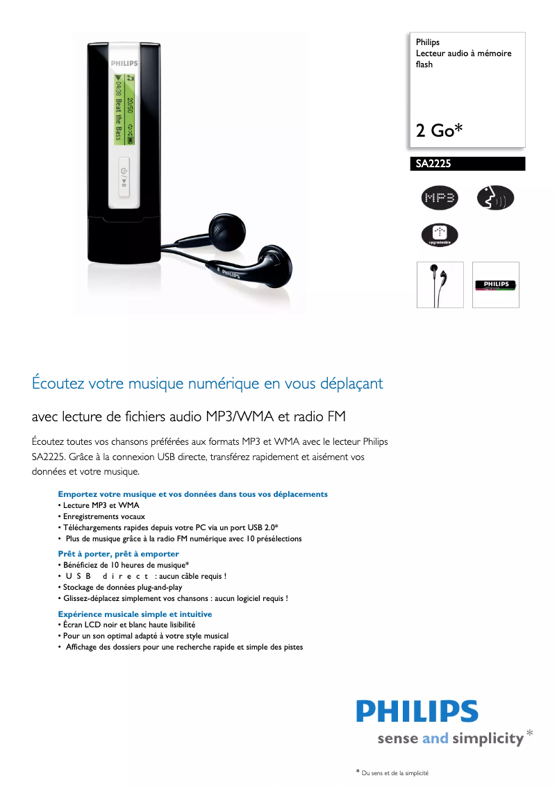 Image de la première page du manuel de l'appareil GoGear SA2225