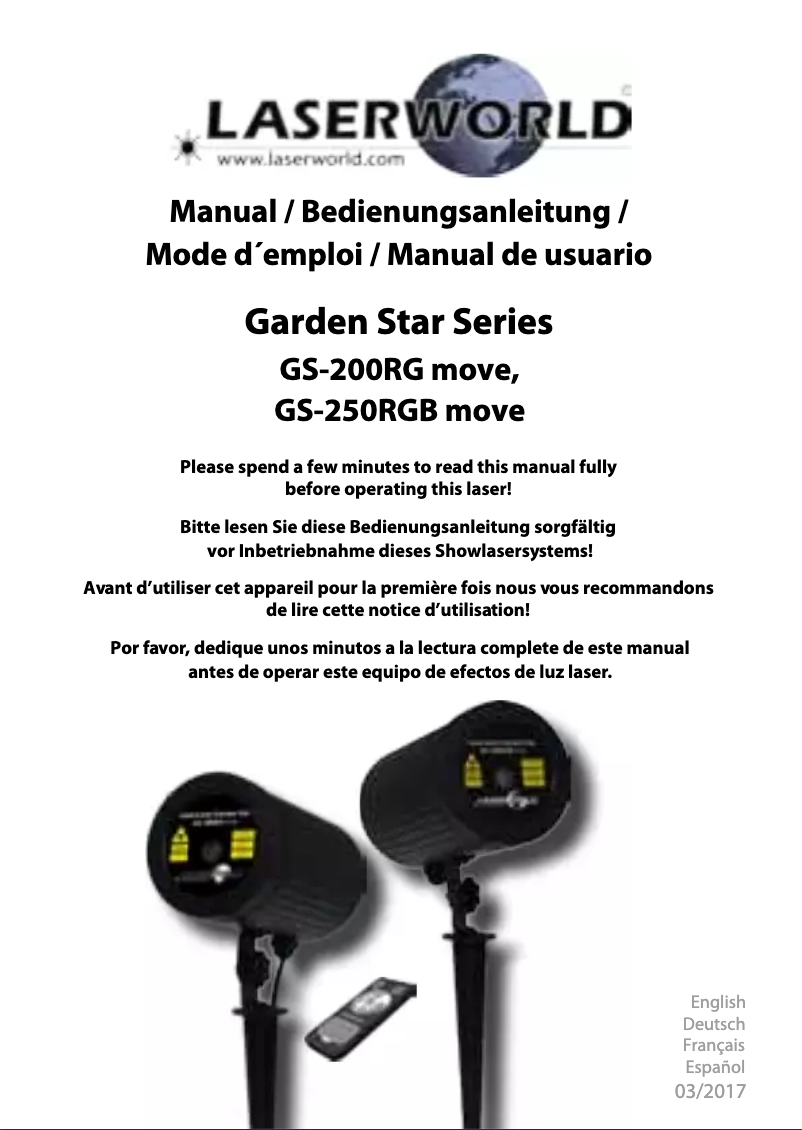 Image de la première page du manuel de l'appareil GS-250RGB move