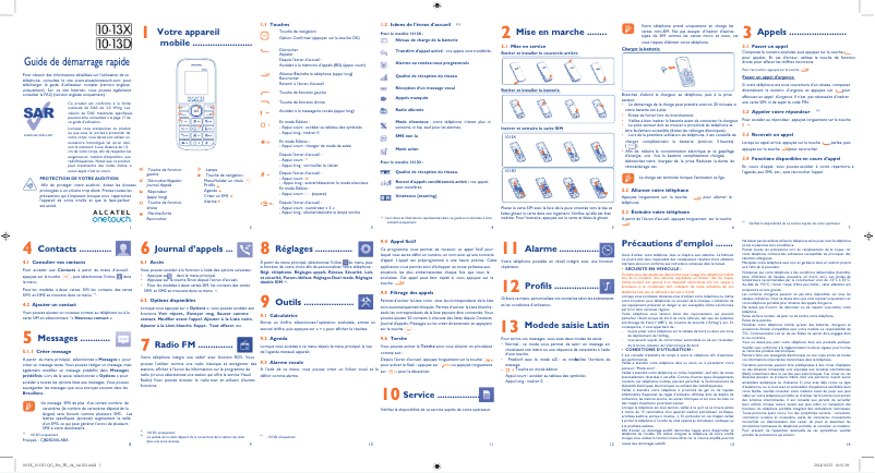 Page 1 de la notice Manuel utilisateur Alcatel One Touch 1013X