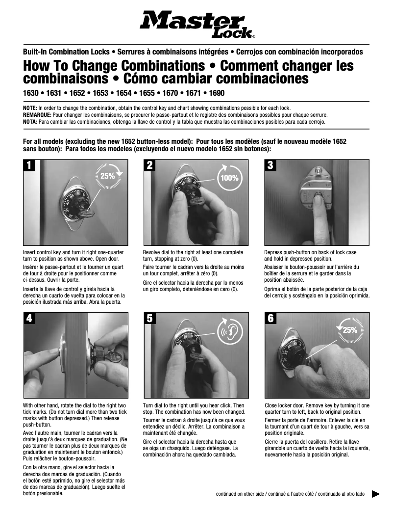 Page n°1 - Manuel utilisateur Master Lock 1671