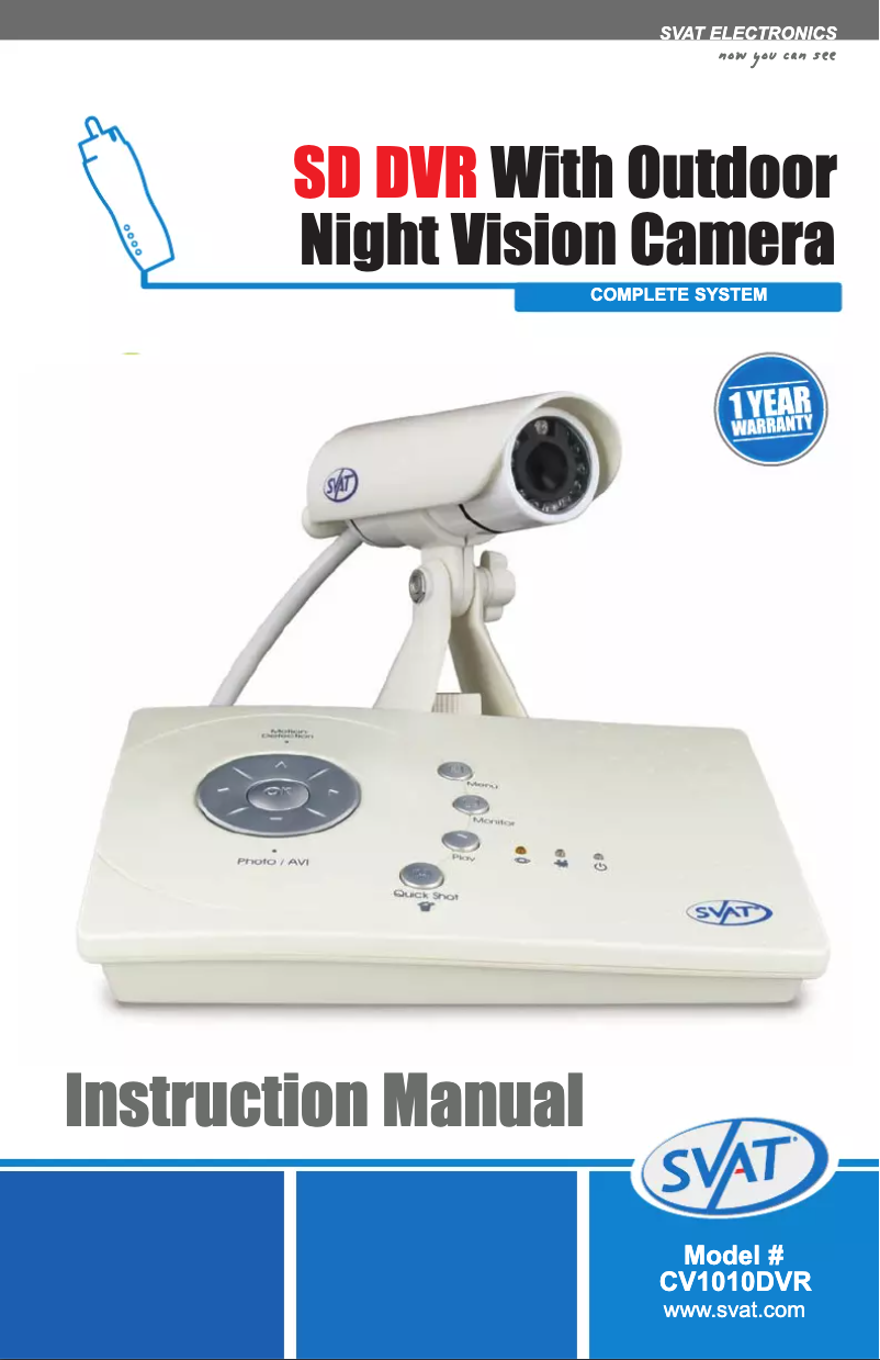 Page n°1 - Manuel utilisateur Svat CV1010DVR