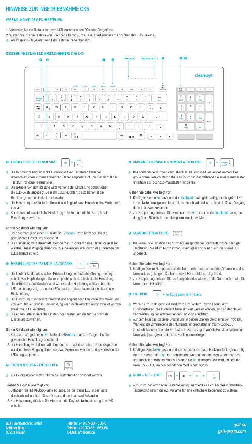 Page n°1 - Manuel utilisateur GETT CK5