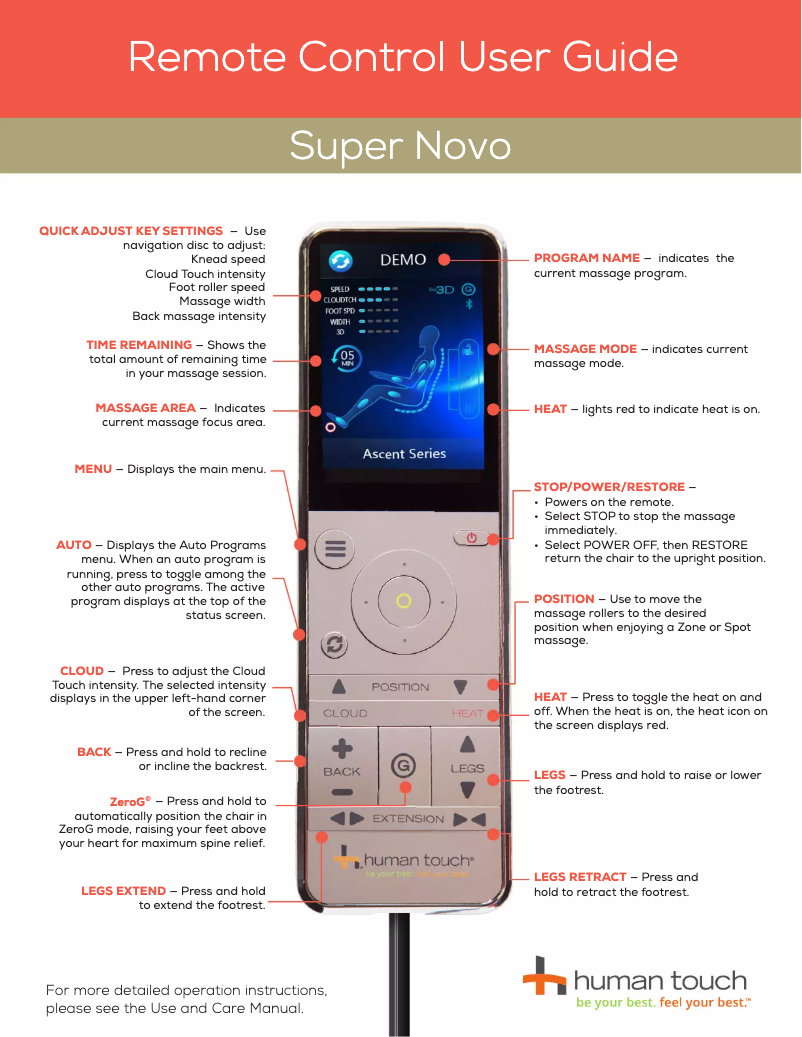 Image de la première page du manuel de l'appareil Super Novo