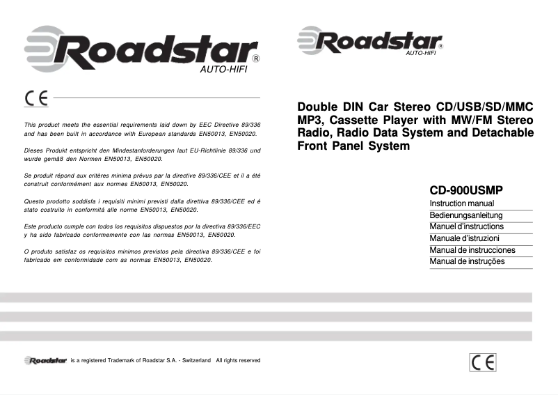 Page n°1 - Manuel utilisateur Roadstar CD-900USMP