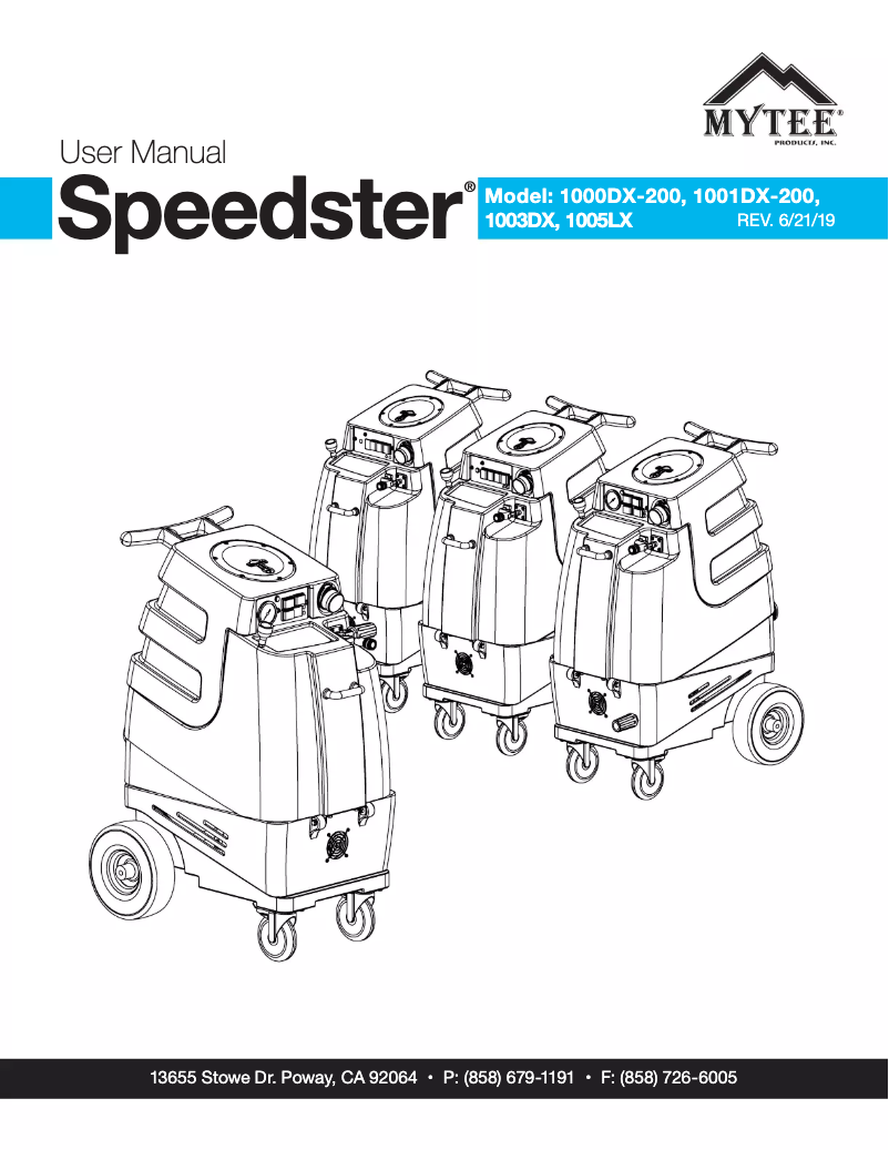 Page n°1 - Manuel utilisateur Mytee Speedster 1000DX-200-230